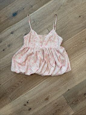 Storia Blush Pink Lace Cami with Bubble Hem